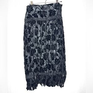 Women’s DStudio Skirt Sz 12 Velvet Burnout Fairy Grunge Floral Sequin Whimsigoth